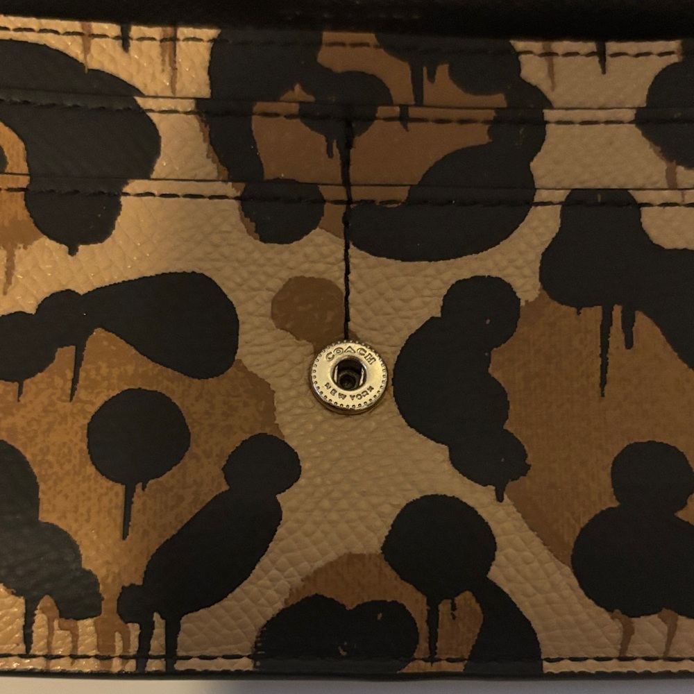Coach Leopard-Print Continental Wallet in Tan and Black - Picture 10 of 11